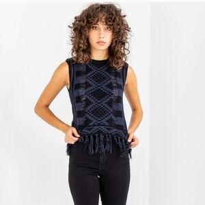 SCOTCH & SODA FRINGE HEM KNIT TANK TOP SIZE SMALL NIGHT IN NIGHT